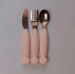 Дитячі прибори для їжі Ведмедик виделка+ложка+ніж) Light Pink