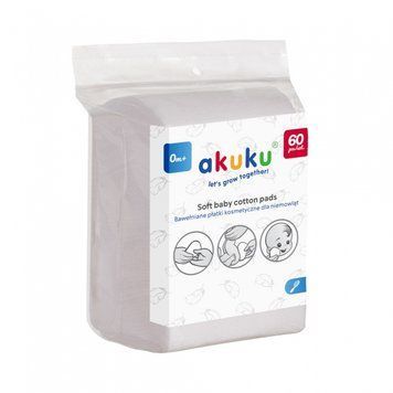 Хустинки косметичні для немовляти 60 шт, Akuku
