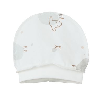 Трикотажна шапочка з легким начосом всередині, 2314401, ТМ Мінікін, молочний з малюнком