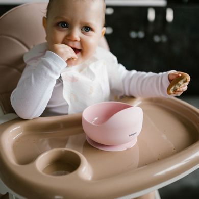 Мисочка силіконова з присоскою, рожевий, BabyOno, арт. 1481/02