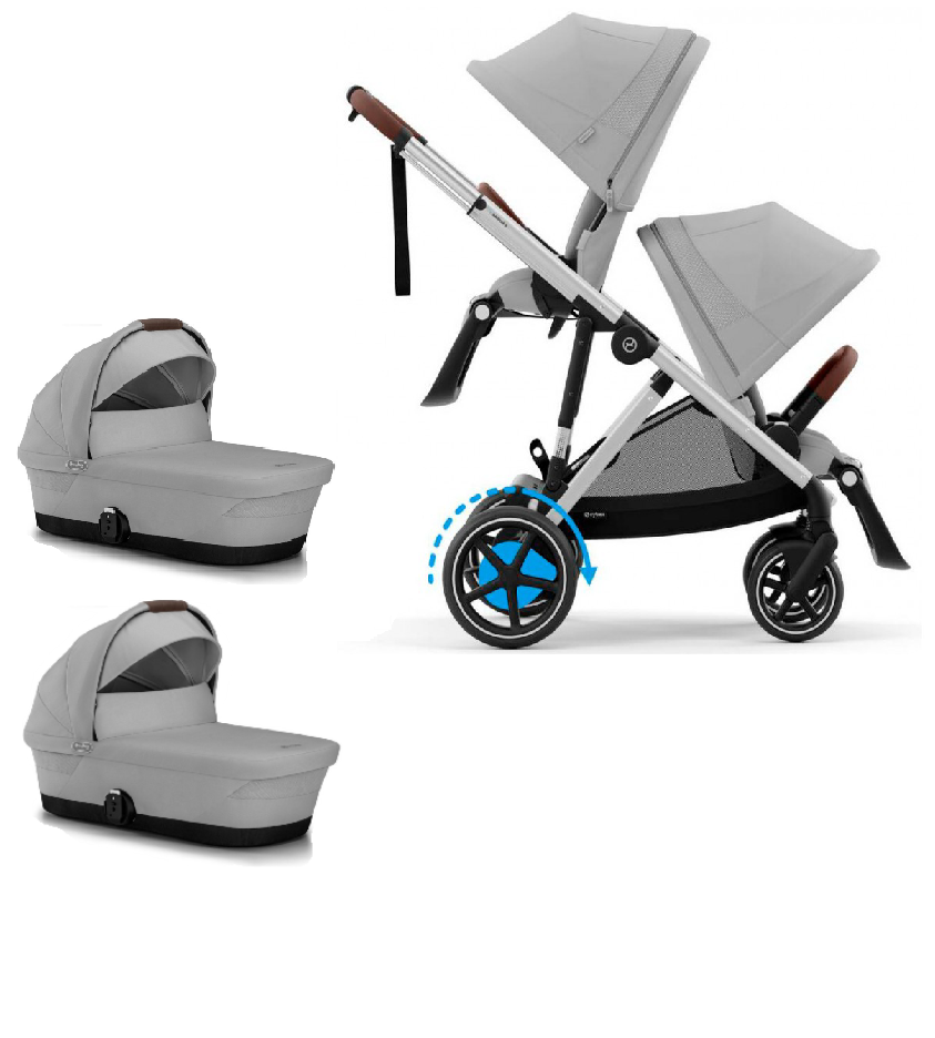 Коляска для двійні 2в1 Cybex eGazelle S Stone Grey - Потягусі