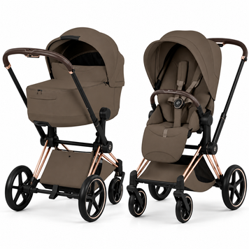 Універсальний візок 2 в 1 Cybex Priam 5.0 Style Collection Coconut Brown, шасі Rosegold