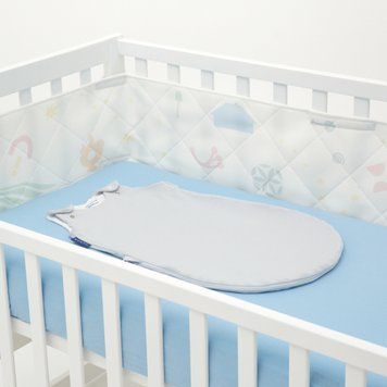 Зимова постіль Sleepset - Сталева блакить - 63см&ndash;0-3 місяці - 120*60 см з прямими кутами - бортики, сірий спальник, блакитне простирадло