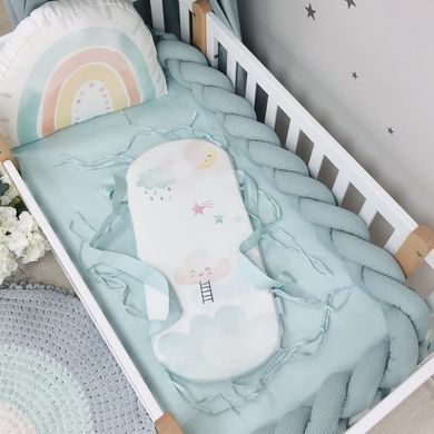 Комплект постільної білизни для новонародженого Райдужний єдиноріг + кокон, колір м'ятний