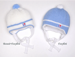 Зимова шапка для немовлят Пупсик р. 35-39 см, біло-блакитний