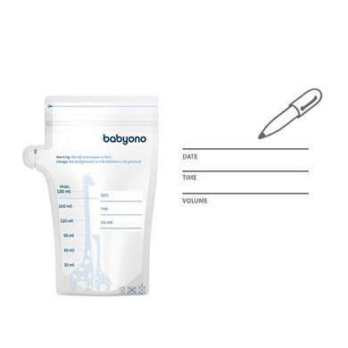 Пакети для зберігання грудного молока 180 мл, 30 шт./уп. BabyOno, арт. 1084