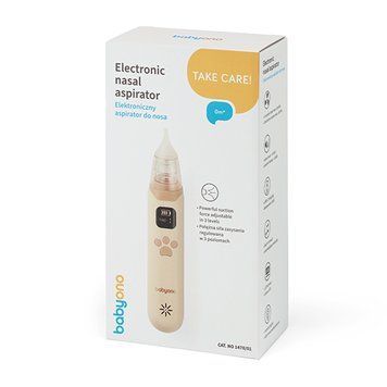 Аспіратор для носа електронний з LCD екраном та мелодіями (зарядка Type-C), BabyOno, Бежевий
