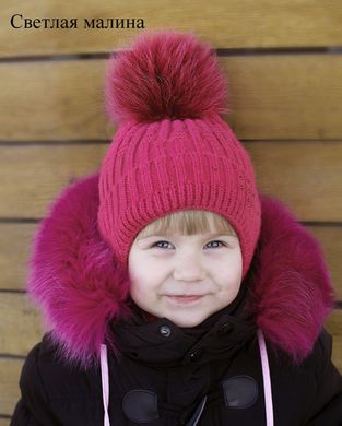 Зимова шапка на дівчинку Сніжинка (47-50 см), св. малиновий